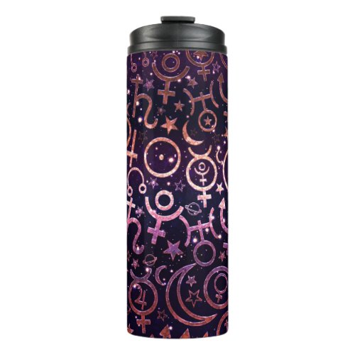 Purple Glittery Planetary Universe Space Planets Thermal Tumbler
