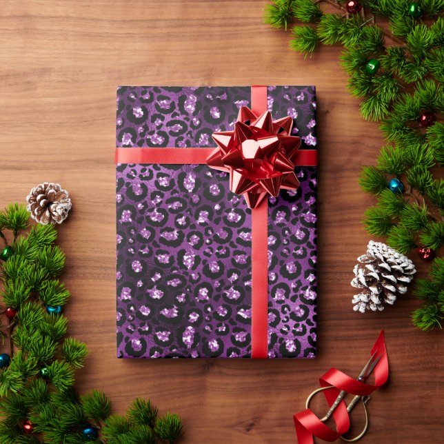 Purple Glitz Leopard Print Wrapping Paper (Holiday Gift)