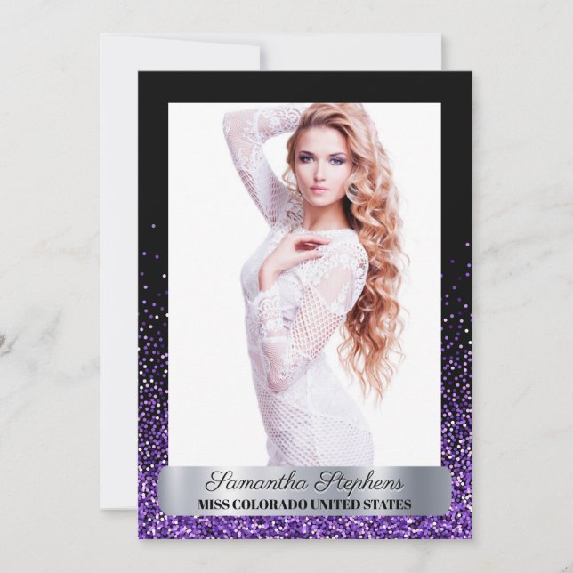 Purple Glitz Shimmer Pageant Autograph Card (Front)