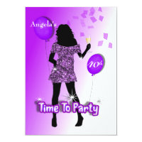 Purple Glitzy Girly Time To Party Personalized Invitation