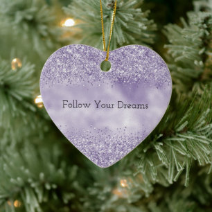 Purple Glitzy Glitter Ceramic Ornament