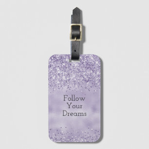 Purple Glitzy Glitter Luggage Tag