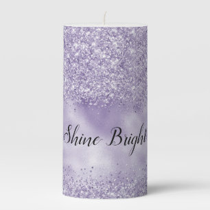 Purple Glitzy Glitter Pillar Candle