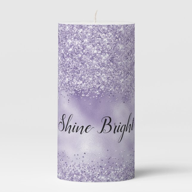 Purple Glitzy Glitter       Pillar Candle (Front)