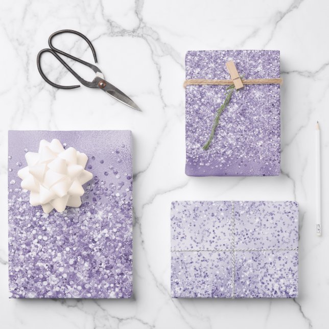 Purple Glitzy Glitter            Wrapping Paper Sheets (Front)