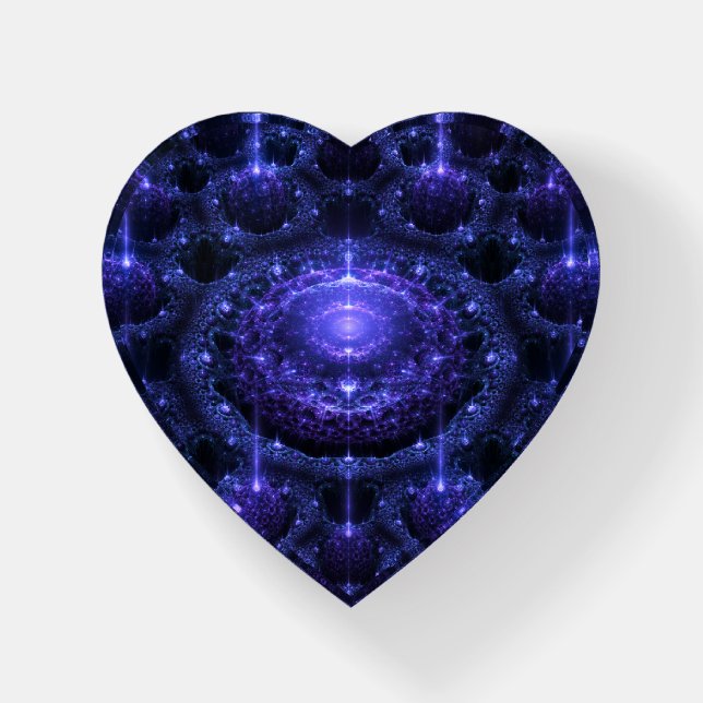 Purple Glitzy Spheres Fractal Paperweight (Front)