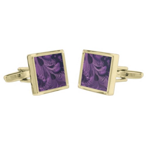 Purple Glory Design Gold Cufflinks