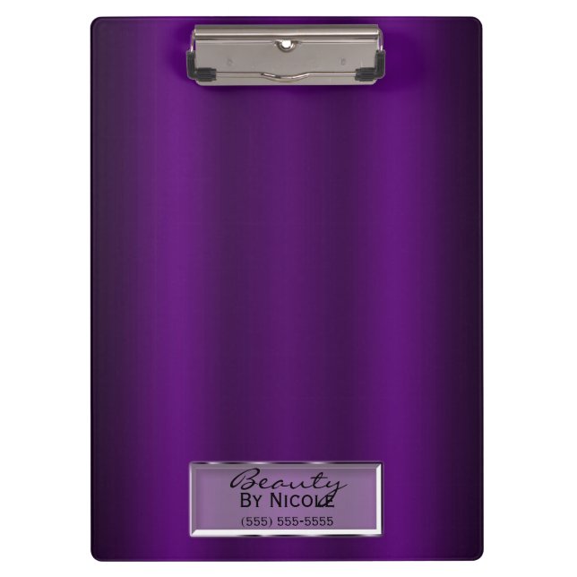 Purple Gloss Shine Elegant Chic Glam Personalized Clipboard (Front)