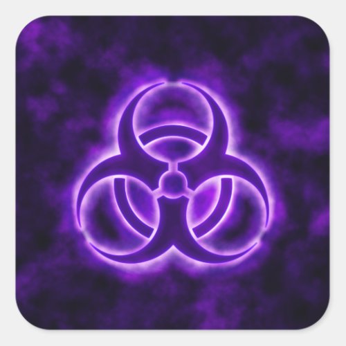 Purple Glow Biohazard Sticker