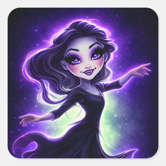 Purple Glow Dark Whimsy Aesthetic Square Sticker (Front)