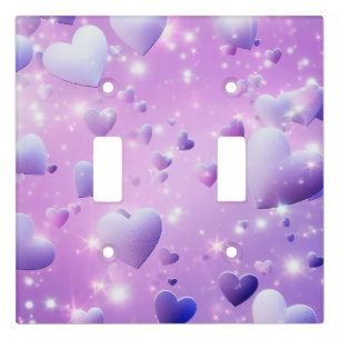 Purple Glow Heart Light Switch Cover