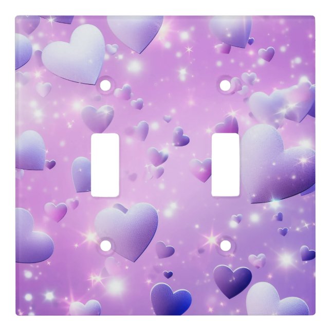 Purple Glow Heart Light Switch Cover (Front)