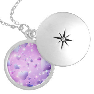 Purple Glow Heart Locket Necklace