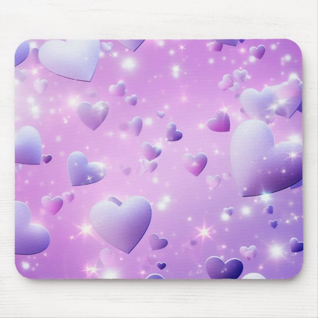 Purple Glow Heart Mousepad (Front)