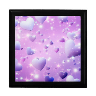 Purple Glow Heart Wooden Jewelry Keepsake Box