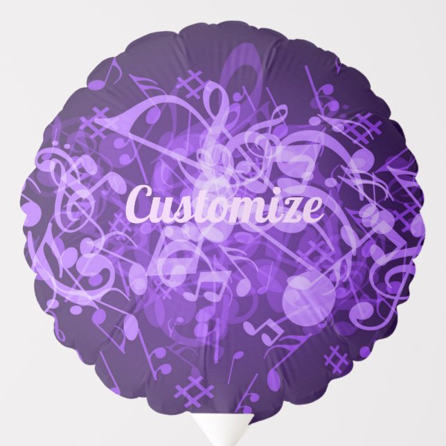 Purple Glow Music Notes Balloon (Front)