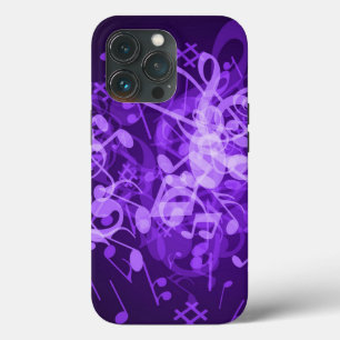 Purple Glow Music Notes iPhone 13 Pro Case