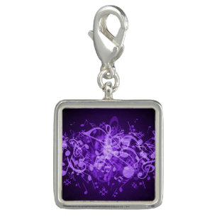 Purple Glow Music Notes Charm