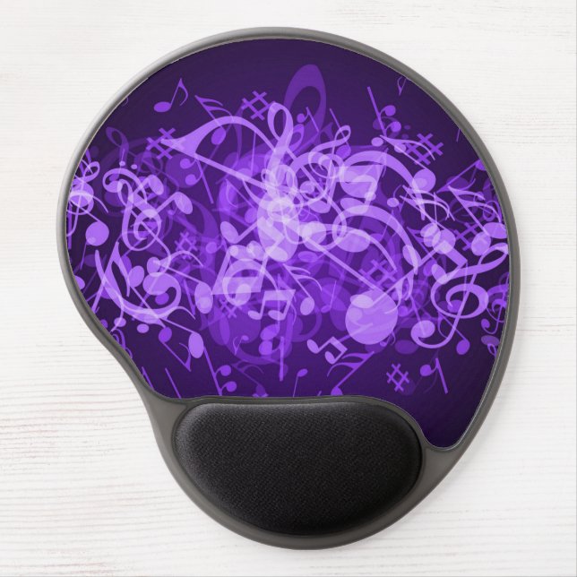 Purple Glow Music Notes Gel Mouse Pad (Front)