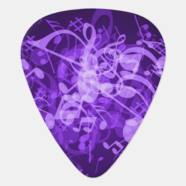 Purple Glow Music Notes Guitar Pick (Front)