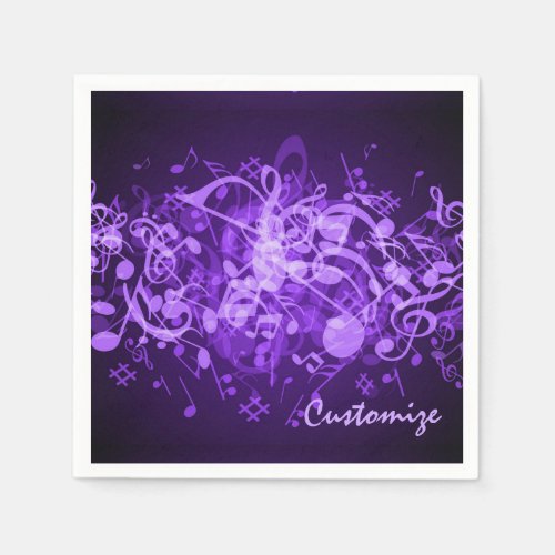 Purple Glow Music Notes Napkins