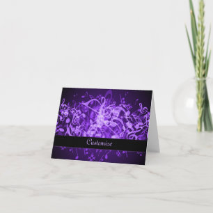 Purple Glow Music Notes Note Card