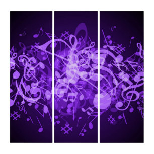 Purple Glow Music Notes Wall Panels