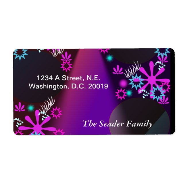 Purple Glow Personalized Return Address Label (Front)