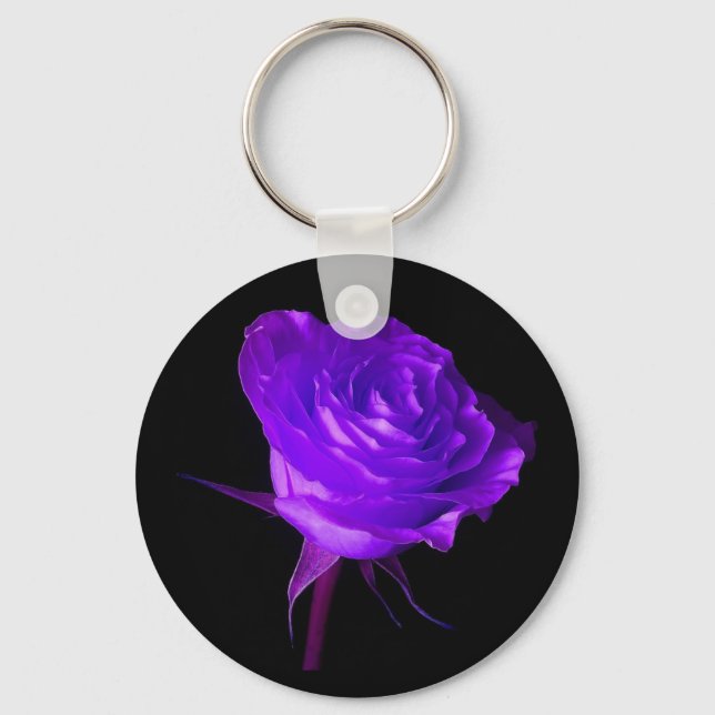"Purple Glow" Rose Keychain (Front)