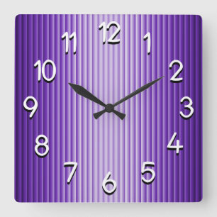 Purple Glow Stripes Square Wall Clock