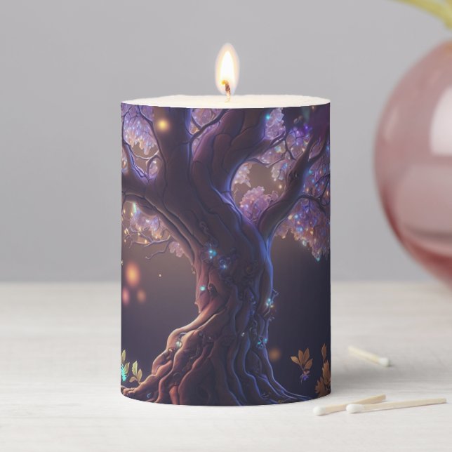 Purple Glow Tree Pillar Candle (In Situ)