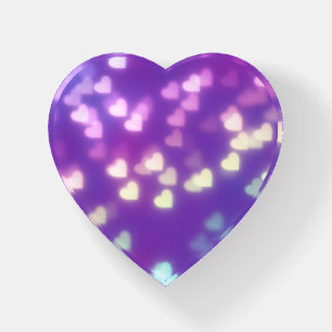 Purple Glowing Hearts Modern Paperweight