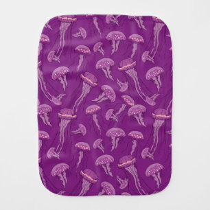 Purple glowing jelly fish pattern baby burp cloth