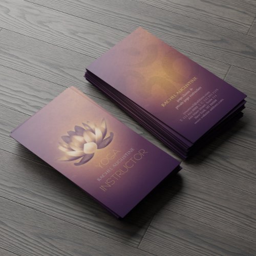 Purple Glowing Lotus and OM Symbol Yoga Instructor Business Card