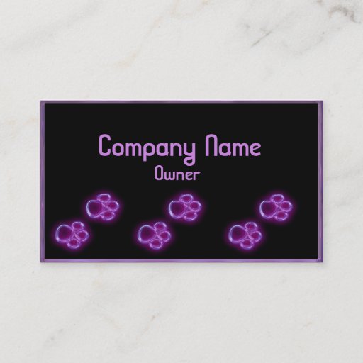 Customizable Purple glowing pet paws business card