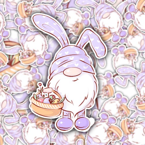 Purple Gnome Easter Sticker  Die_Cut Sticker