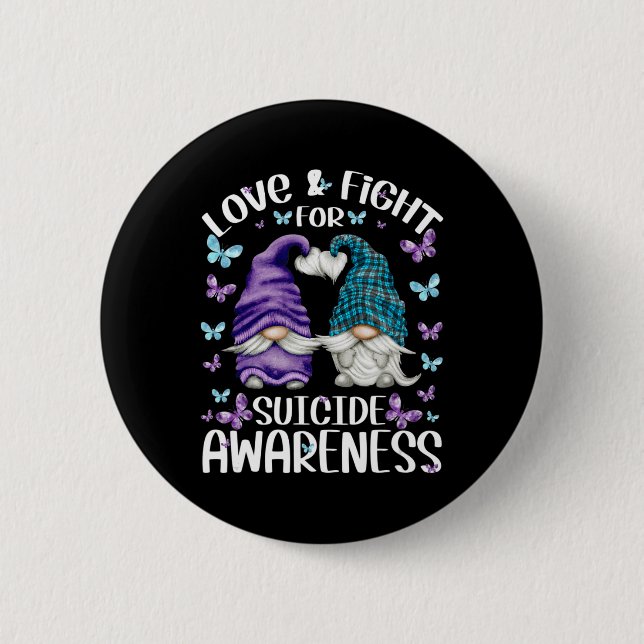Purple Gnome With Cute Butterfly Pattern Suicide A Button (Front)