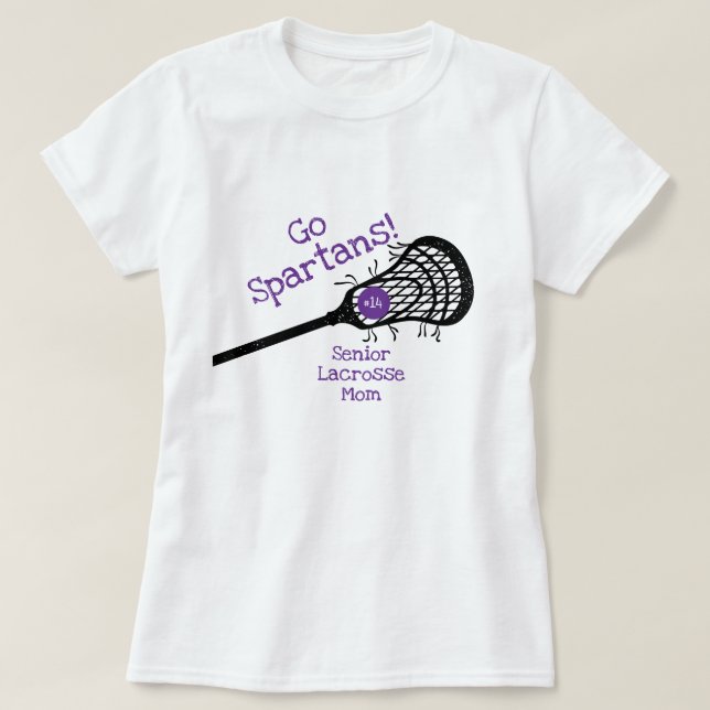 Purple Go Team Lacrosse Mom T-Shirt (Design Front)