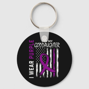 Purple Goddaughter Pancreatic Cancer Awareness Ame Keychain