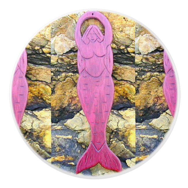 purple goddess mermaid ceramic knob (Front)