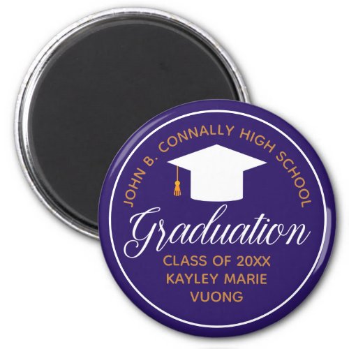 Purple Gold 2024 Graduation Custom School Colors Magnet