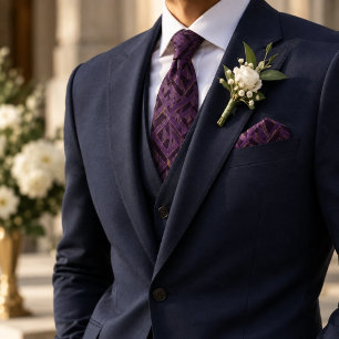 Purple Gold 3D Geometric Art Deco Neck Tie