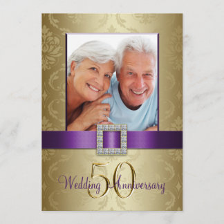 Purple Gold 50th Wedding Anniversary Invitation
