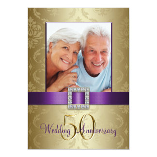 Purple Gold 50th Wedding Anniversary Invitation