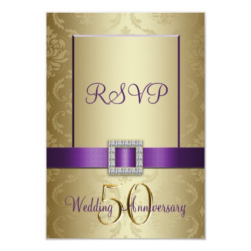 Purple Gold 50th Wedding Anniversary RSVP Card | Zazzle