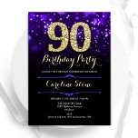 Purple Gold 90th Birthday Invitation<br><div class="desc">90th birthday party invitation. Elegant purple design with faux glitter gold. Features stylish diamonds, bokeh lights and script font. Men or women bday invite. Perfect for a stylish adult birthday party. Personalize with your own details. Message me if you need further customization. Printed Zazzle invitations or instant download digital printable...</div>