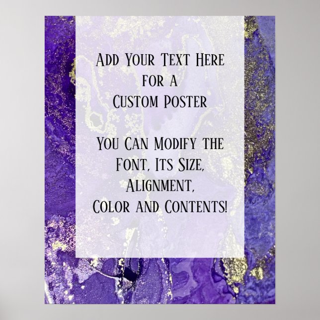 Purple & Gold Abstract Alcohol Ink Fluid Art DIY Poster (Front)