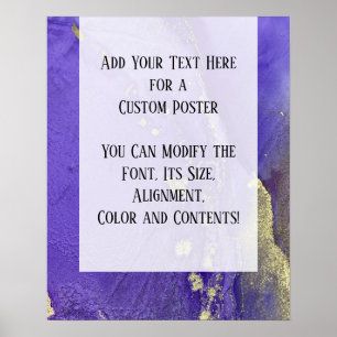 Purple & Gold Abstract Alcohol Ink Fluid Art DIY Poster