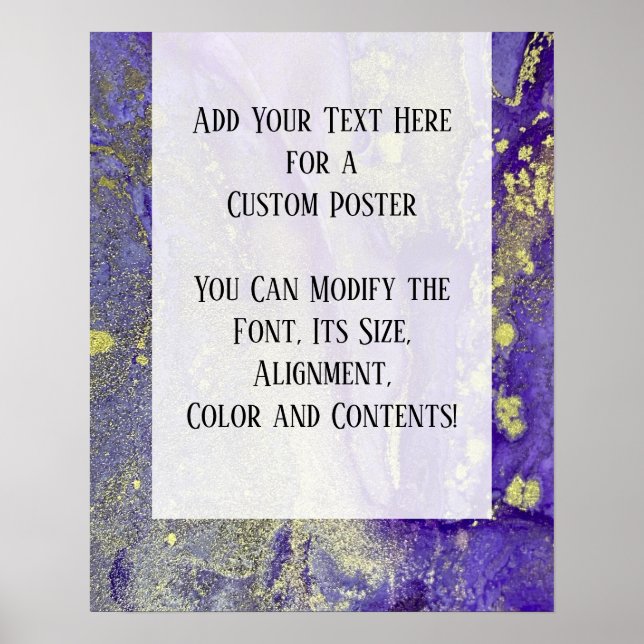 Purple & Gold Abstract Alcohol Ink Fluid Art DIY Poster (Front)