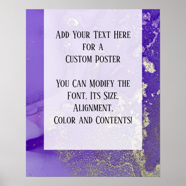 Purple & Gold Abstract Alcohol Ink Fluid Art DIY Poster (Front)